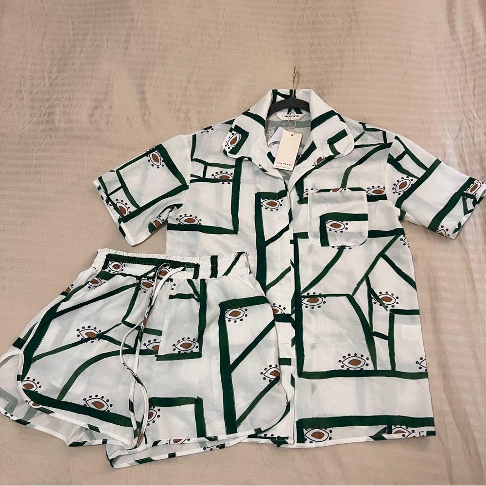 Commense Button up and Shorts Set